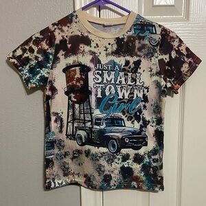 Just a Small Town Girl Graphic Tee - Teal & Brown
